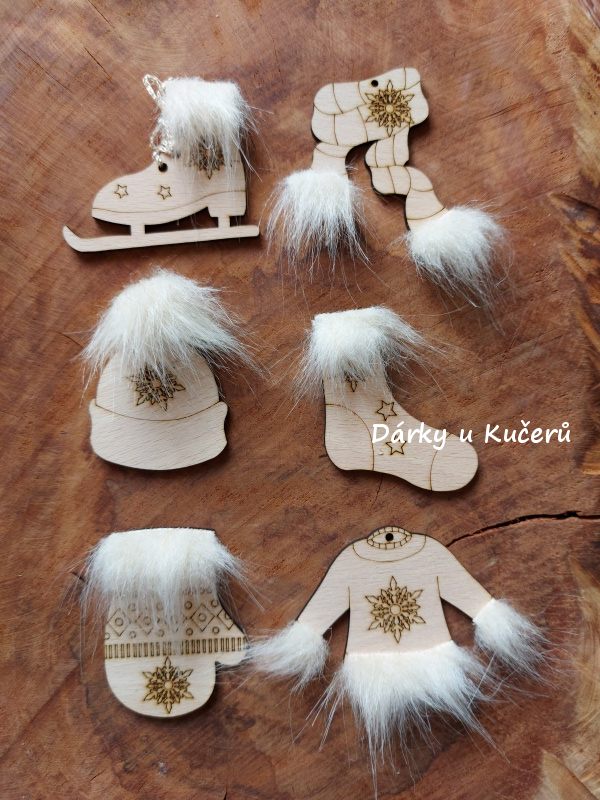 Ozdoba vánoční šála - KOŽEŠINA - krémová