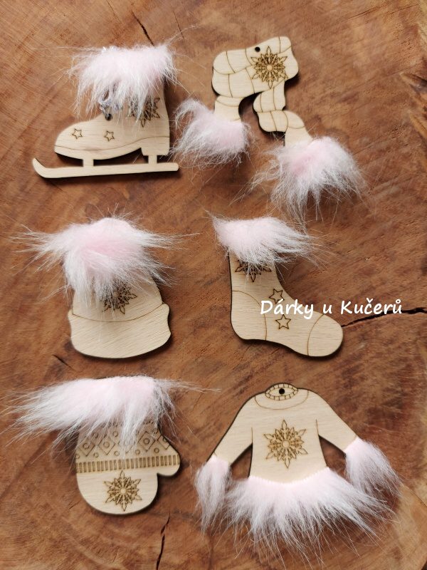 Ozdoba vánoční šála - KOŽEŠINA - růžová