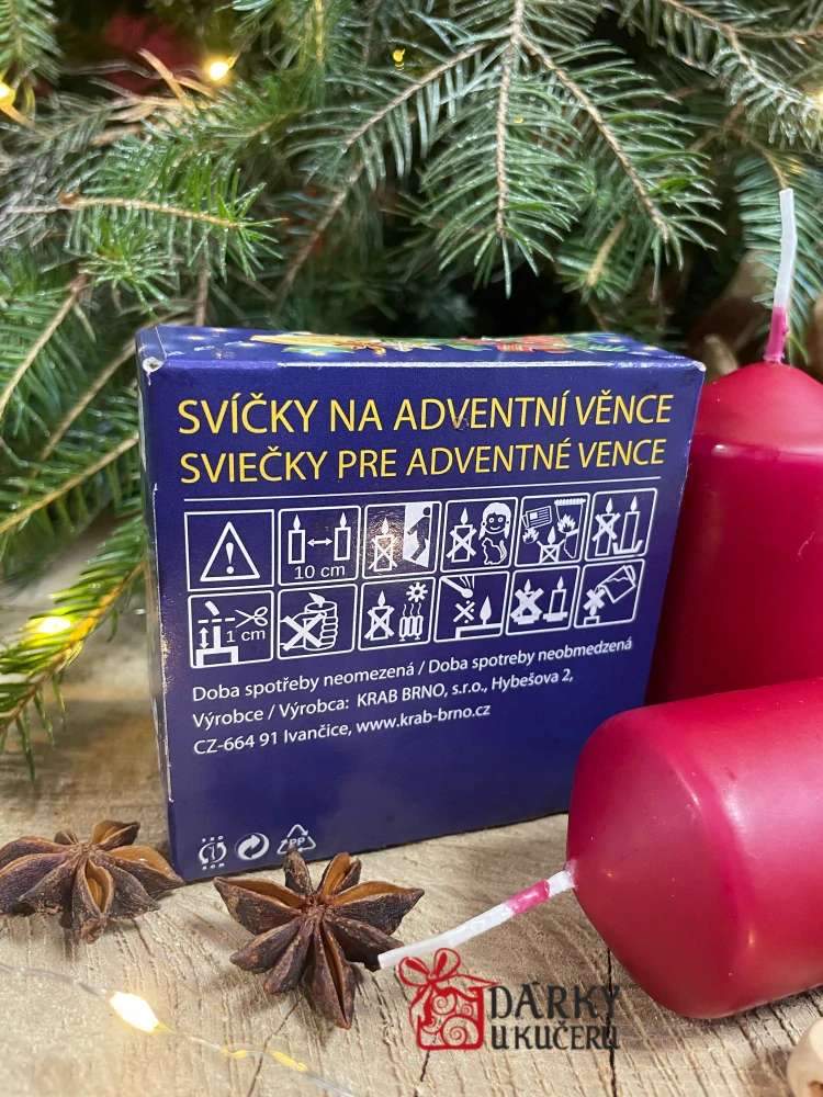 Adventní svíčky BORDÓ MATNÉ-válec 4x8cm