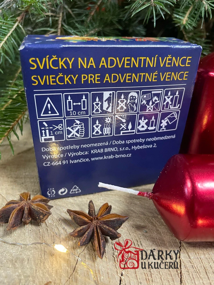 Adventní svíčky BORDÓ METALICKÉ-válec 4x8cm