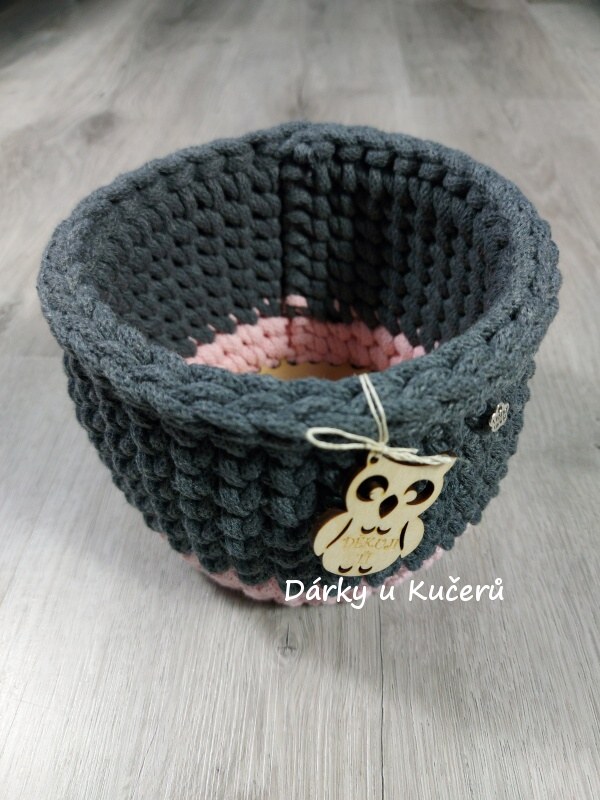 Háčkovaný košík DĚKUJI TI