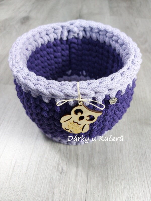 Háčkovaný košík DĚKUJI VÁM