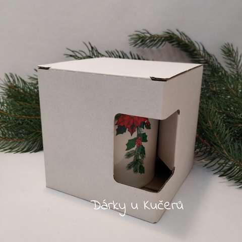 Hrnek vánoční-zelený vnitřek a ucho