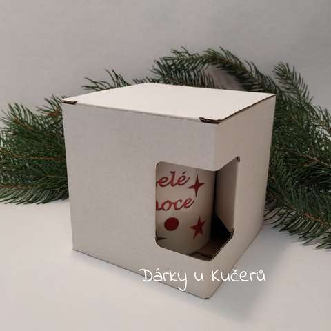 Hrnek vánoční-zelený vnitřek a ucho