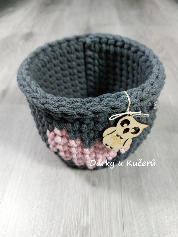 Háčkovaný košík DĚKUJI TI