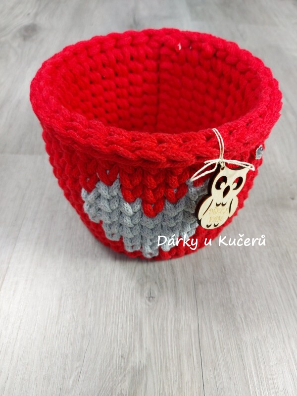 Háčkovaný košík DĚKUJI VÁM