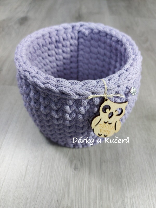 Háčkovaný košík DĚKUJI VÁM