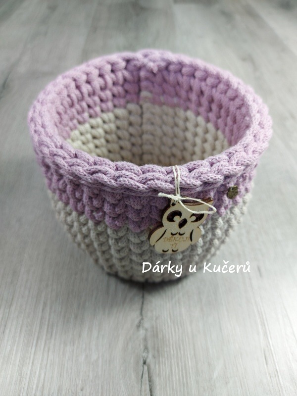 Háčkovaný košík DĚKUJI TI