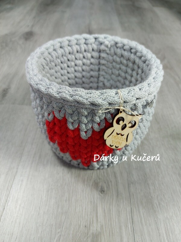 Háčkovaný košík DĚKUJI VÁM