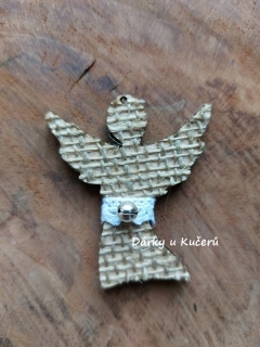 Ozdoba anděl - KRAJKA A STŘÍBRNÁ ROLNIČKA