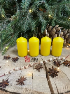 Adventní svíčky ŽLUTÉ MATNÉ-válec 4x8cm
