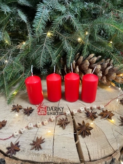 Adventní svíčky ČERVENÉ MATNÉ-válec 4x8cm