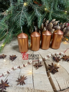 Adventní svíčky MĚDĚNÉ METALICKÉ-válec 4xácm